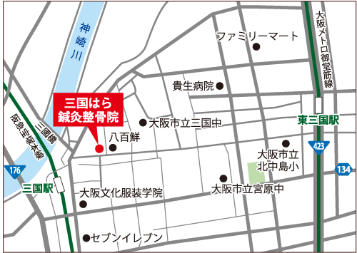 三国はら鍼灸整骨院へのアクセスマップ